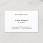 Carte De Visite Modèle moderne simple blanc noir décoré d'un (Dos)