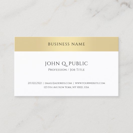 Carte De Visite Modèle Moderne tendance élégant Or look simple (Devant)