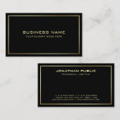 Carte De Visite Modèle moderne tendance et élégant Noir et Or (Devant / Derrière)