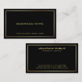 Carte De Visite Modèle moderne tendance noir et or élégant (Devant / Derrière)