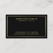 Carte De Visite Modèle moderne tendance noir et or élégant (Dos)