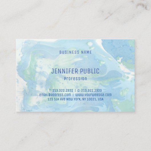 Carte De Visite Modèle monogramme Bleu Vert moderne Abstrait (Dos)