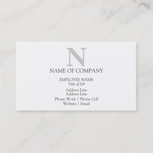 Carte De Visite Modèle monogramme élégant (Devant)