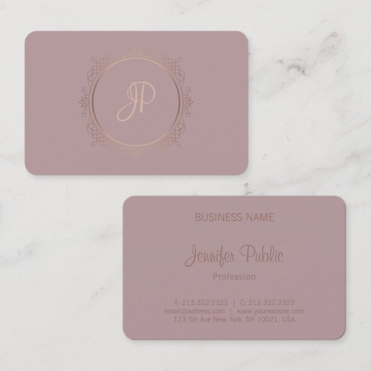 Carte De Visite Modèle Monogramme moderne manuscrit (Devant / Derrière)
