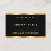 Carte De Visite Modèle Monogramme Moderne Noir Et Or (Dos)