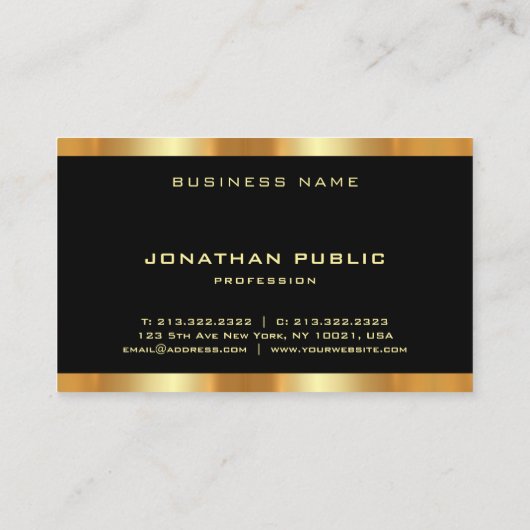 Carte De Visite Modèle Monogramme Moderne Noir Et Or (Dos)