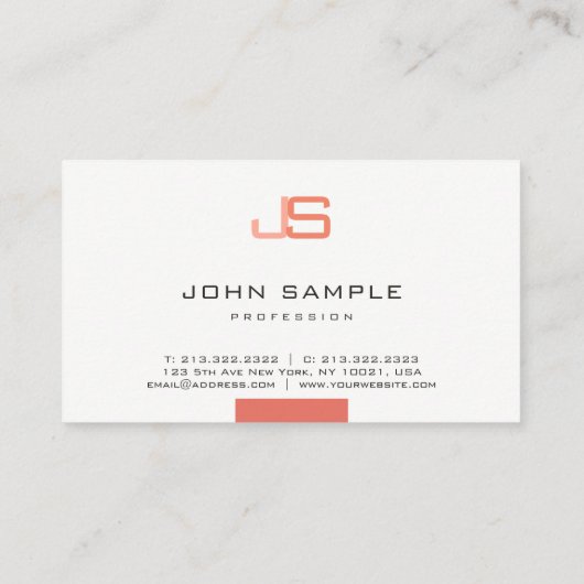 Carte De Visite Modèle Monogramme moderne tendance (Dos)