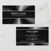 Carte De Visite Modèle noir acier inoxydable et Accents gris (Devant / Derrière)