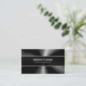 Carte De Visite Modèle noir acier inoxydable et Accents gris (Debout devant)