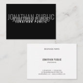 Carte De Visite Modèle noir blanc élégant moderne professionnel (Devant / Derrière)