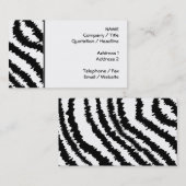Carte De Visite Modèle noir d'impression de zèbre (Devant / Derrière)