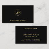 Carte De Visite Modèle noir Elegant or moderne (Devant / Derrière)