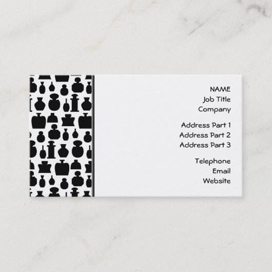 Carte De Visite Modèle noir et blanc de bouteille de parfum (Devant)