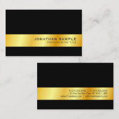 Carte De Visite Modèle Noir Et Or Élégant (Devant / Derrière)