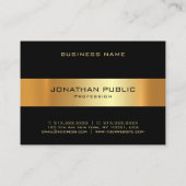 Carte De Visite Modèle Noir Et Or Moderne Personnalisé (Dos)