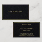 Carte De Visite Modèle noir Luxe Elegant Moderne Or Couleur Texte (Devant / Derrière)