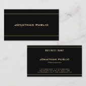 Carte De Visite Modèle noir moderne simple Gold Nom Texte (Devant / Derrière)