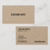 Carte De Visite Modèle papier papier Premium Kraft - Texte désappr (Devant / Derrière)