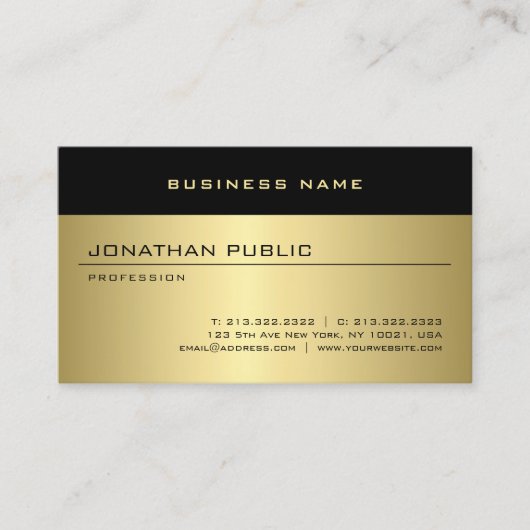 Carte De Visite Modèle personnalisé Faux Gold Modern Glamor (Devant)