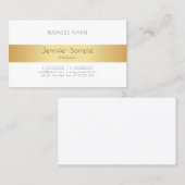 Carte De Visite Modèle personnalisé moderne Elegant Or Blanc (Devant / Derrière)