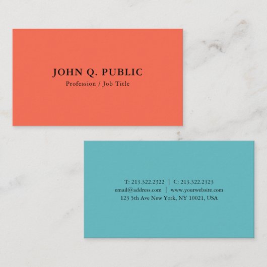 Carte De Visite Modèle personnalisé moderne simple élégant (Devant / Derrière)