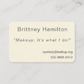 Carte De Visite Modèle photo consultant en beauté (Dos)