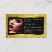 Carte De Visite Modèle photo de logo de luxe Yellow Gold Sparkle (Dos)