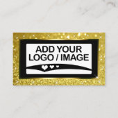 Carte De Visite Modèle photo de logo de luxe Yellow Gold Sparkle (Devant)