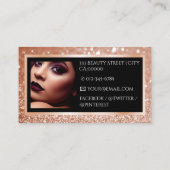 Carte De Visite Modèle photo de logo Rose Gold Sparkle de luxe (Dos)
