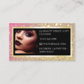 Carte De Visite Modèle photo de logo Rose Gold Sparkle de luxe (Dos)