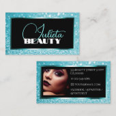 Carte De Visite Modèle photo de Parties scintillant Blue Sparkle T (Devant / Derrière)