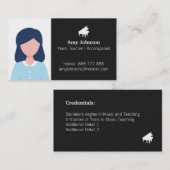 Carte De Visite Modèle photo d'enseignant de musique Piano Silhoue (Devant / Derrière)