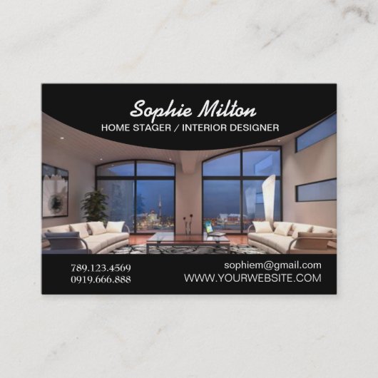 Carte De Visite Modèle photo du concepteur d'intérieur de la mise (Devant)