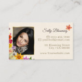 Carte De Visite Modèle photo Elegant Fleur sauvage Gold Cream (Dos)