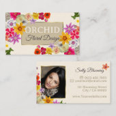 Carte De Visite Modèle photo Elegant Fleur sauvage Gold Cream (Devant / Derrière)