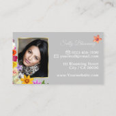 Carte De Visite Modèle photo Elegant Fleur sauvage Gold Light Grey (Dos)