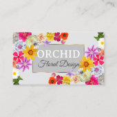 Carte De Visite Modèle photo Elegant Fleur sauvage Gold Light Grey (Devant)