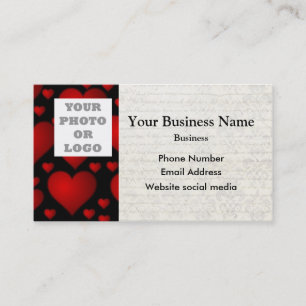 Carte De Visite Modèle photo motif à coeur noir et rouge