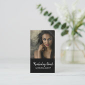 Carte De Visite Modèle photo personnalisé noir (Debout devant)