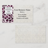 Carte De Visite Modèle photo rose de motif d'empreinte de léopard (Devant / Derrière)