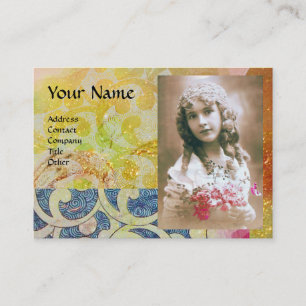 Carte De Visite Modèle photo VAGUES, bleu rose vif