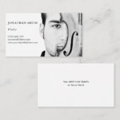 Carte De Visite Modèle photo Viola personnalisé Noir moderne (Devant / Derrière)