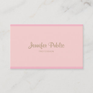 Carte De Visite Modèle Pink Gold Hand Script Moderne Élégant