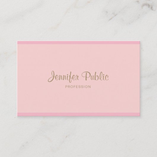 Carte De Visite Modèle Pink Gold Hand Script Moderne Élégant (Devant)
