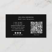 Carte De Visite Modèle Professionnel 3 Collage Photo Code QR Noir (Dos)