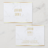 Carte De Visite Modèle professionnel élégant Marbre blanc or  (Devant / Derrière)