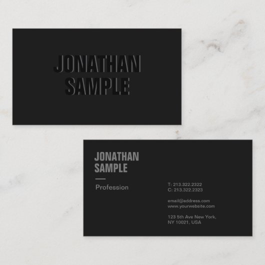 Carte De Visite Modèle professionnel élégant Noir & Anthracite (Devant / Derrière)