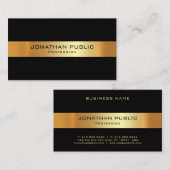 Carte De Visite Modèle professionnel élégant Noir et Or (Devant / Derrière)