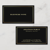 Carte De Visite Modèle professionnel moderne Elegant Black Gold (Devant / Derrière)