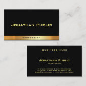 Carte De Visite Modèle professionnel moderne Elegant Black Gold (Devant / Derrière)